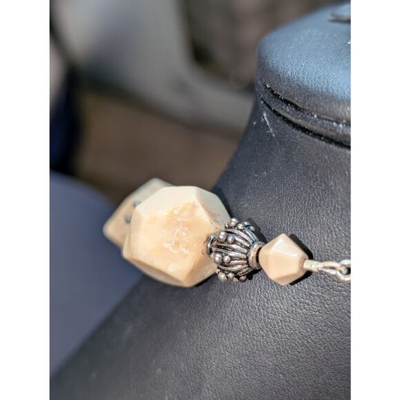 Signed JRI USA 925 Sterling Silver Tan Agate Beaded Necklace 20" - 114.0g - Picture 7 of 9